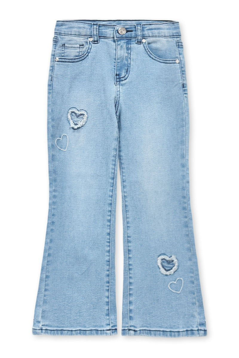 Girls and Toddlers Heart Applique Flare Jeans