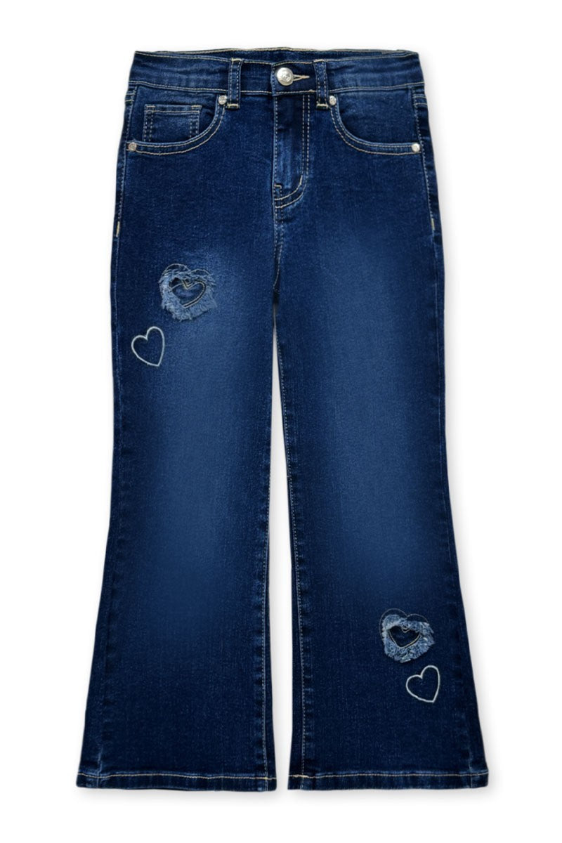 Girls and Toddlers Heart Applique Flare Jeans