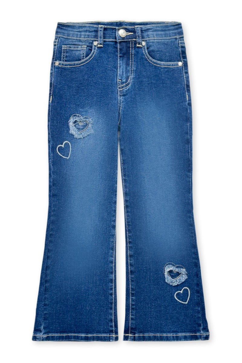 Girls and Toddlers Heart Applique Flare Jeans