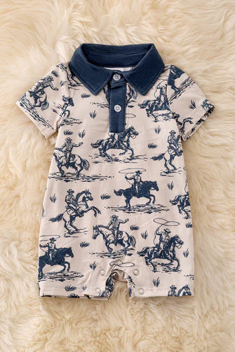 Baby Boy Rodeo Print Romper