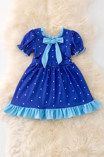 Girls Polka Dot Bunny Dress with Bubble Sleeves