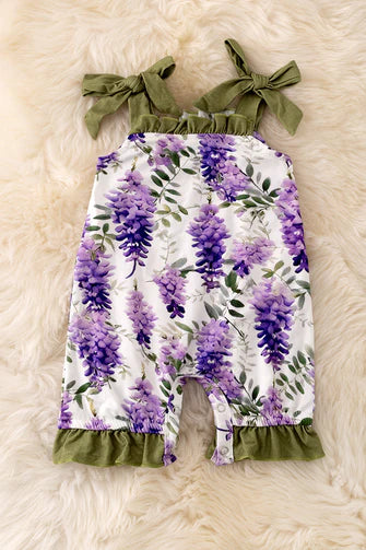 Bamboo Purple & Green Floral Print Romper