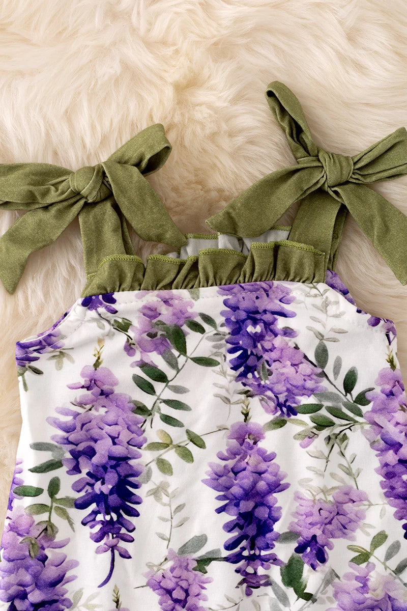 Bamboo Purple & Green Floral Print Romper