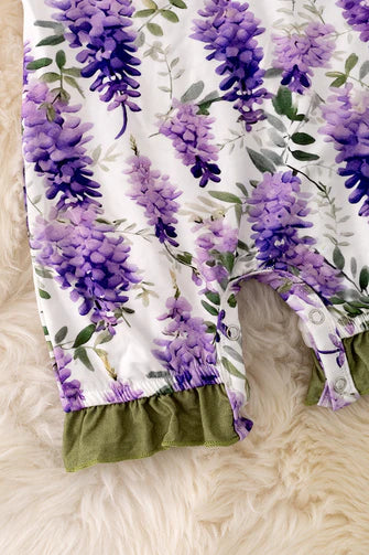 Bamboo Purple & Green Floral Print Romper