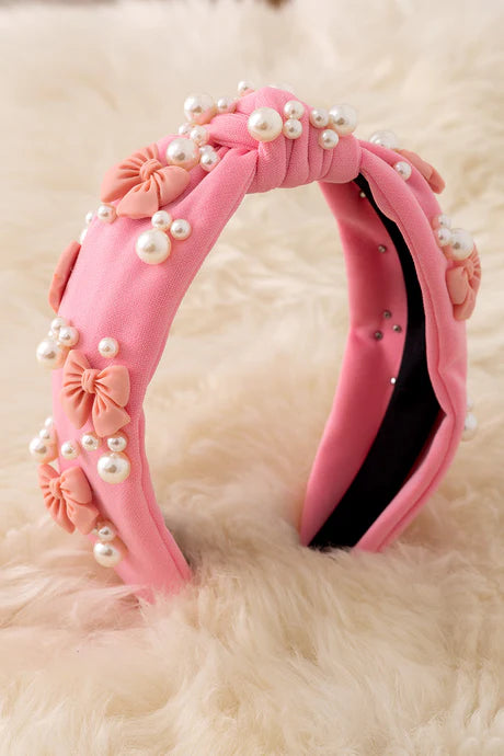 Pearl and Bows Beaded Headband