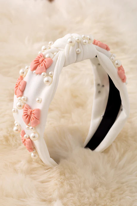 Pearl and Bows Beaded Headband