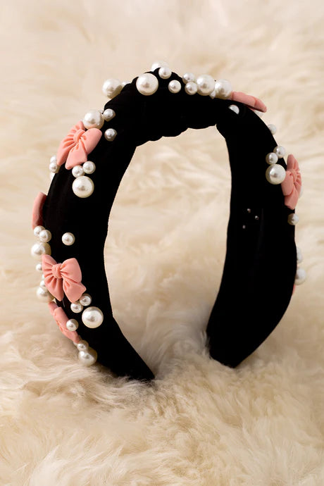 Pearl and Bows Beaded Headband