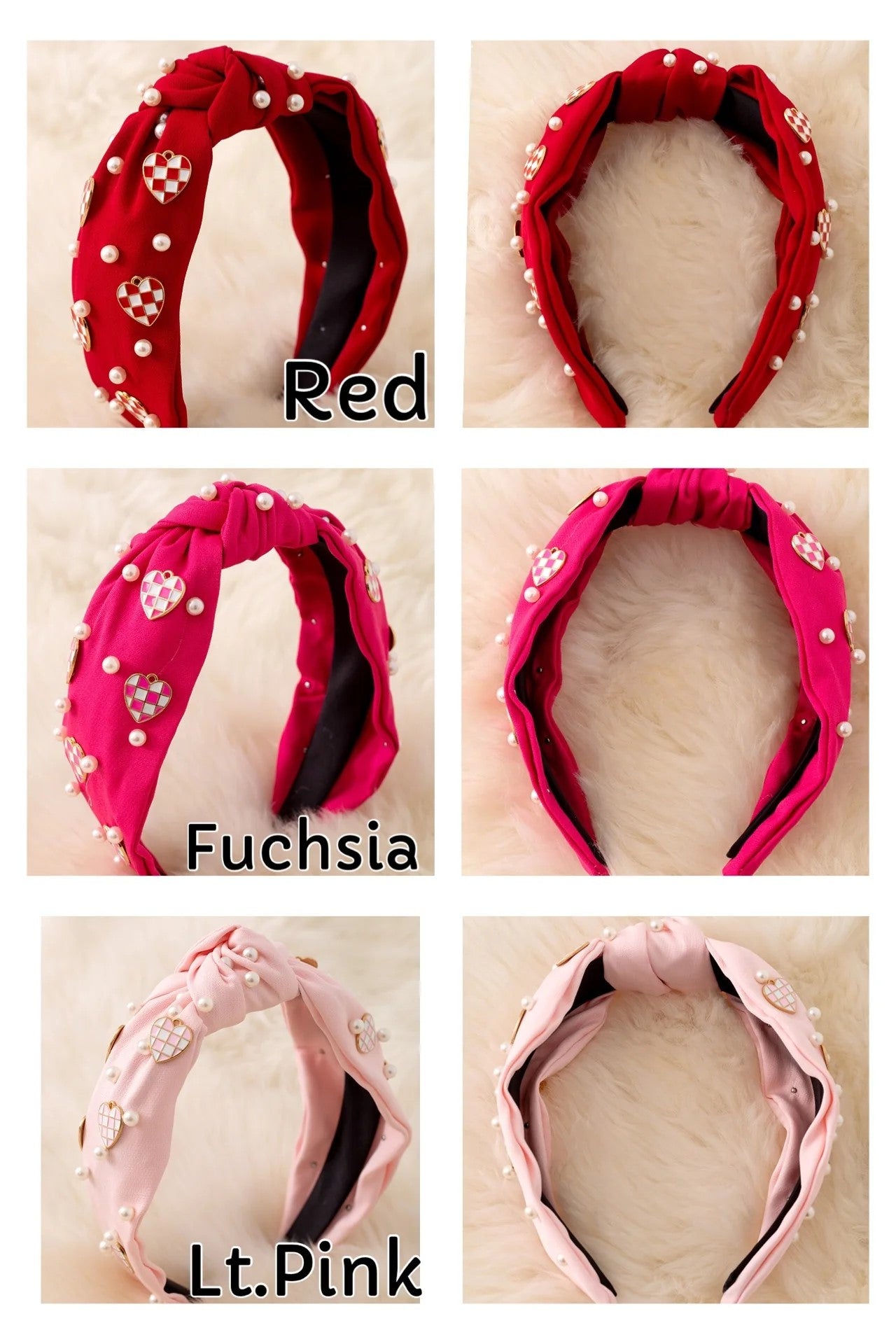 Checkered Heart Beaded Headband