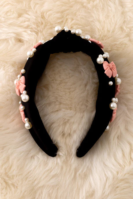 Pearl and Bows Beaded Headband